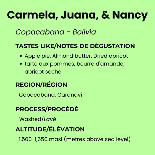 Bolivia Washed by Carmela, Juana, and Nancy